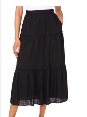 1 Slate black linen tiered skirt